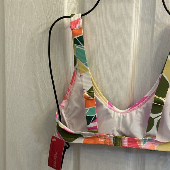 NWT Xhilaration Ribbed Bralette Bikini Top Small 0-2 Tropical Print Swimwear - Picture 11 of 16